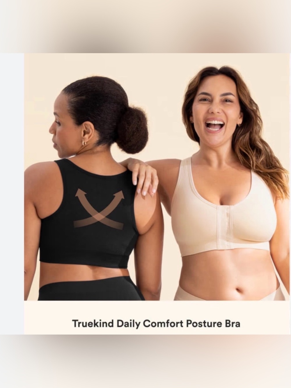 NEW NWT TrueKind Daily Comfort Posture Bra, Beige Chai Large